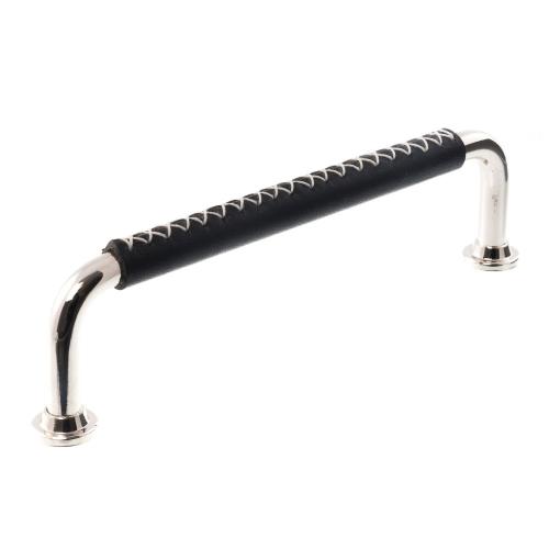 Leather handle 1353 X-stitches Nickel & Black