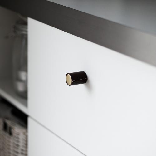 Läderknopp Mässingsfärg & Brun