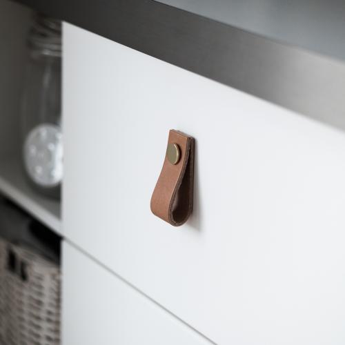 Leather loop Nature & Brass