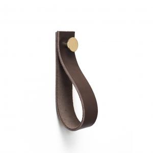 Leather wall hook Brown & Brass