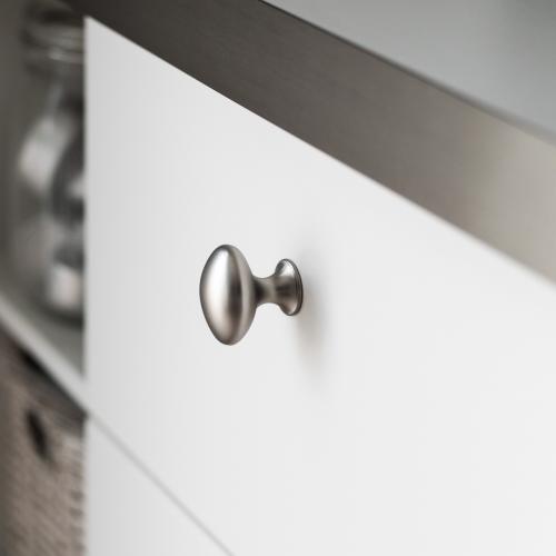 Oval knopp Emtefall Borstad krom