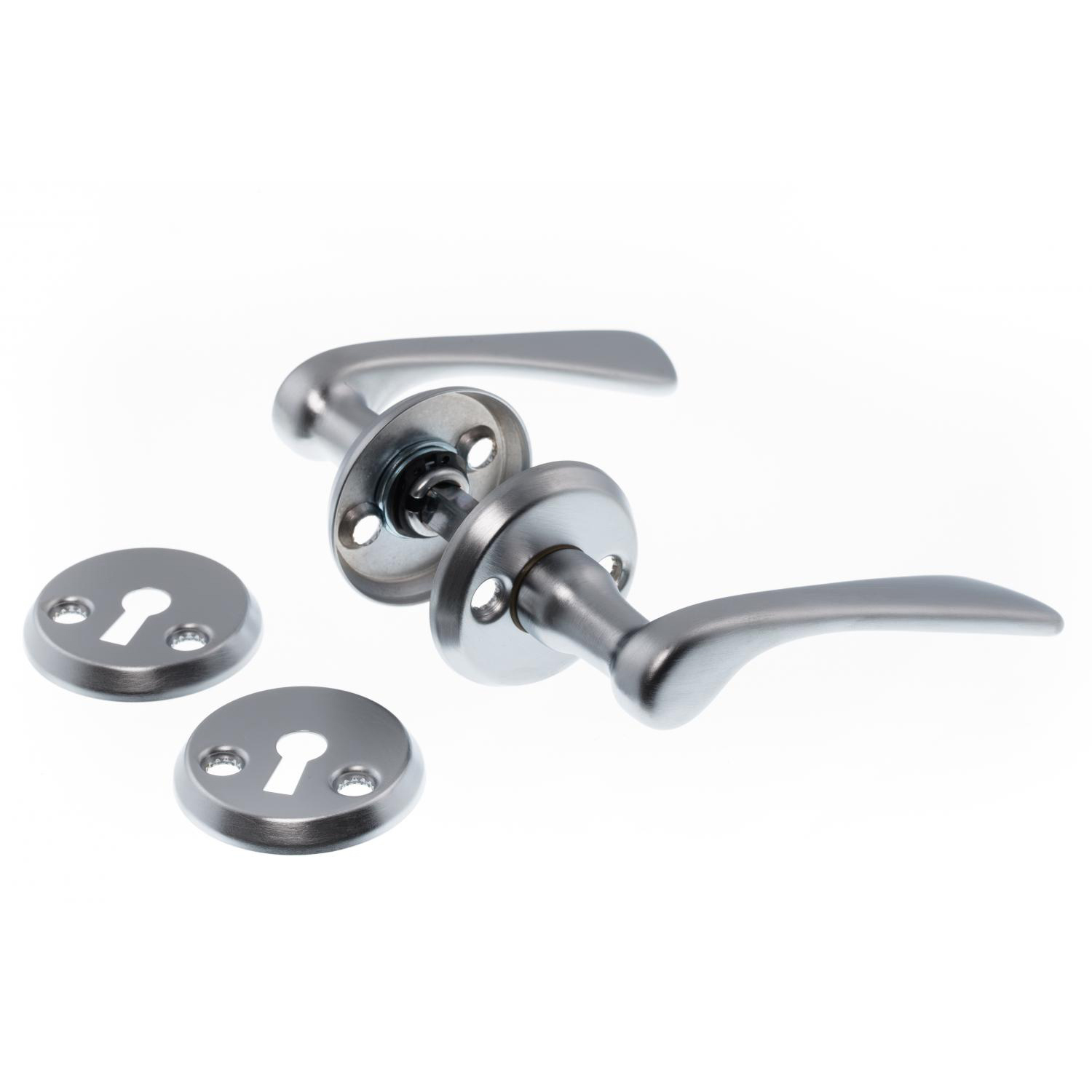 Brushed silver outlet door handles