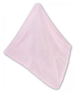 Stickad rosa babyfilt - 00008