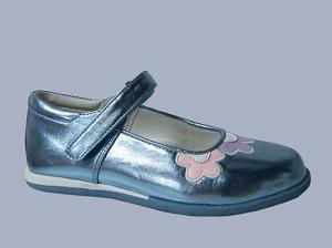 Blåskimrande ballerinasko med blommor