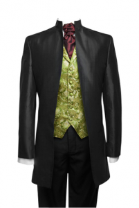 Jacket Nehru svart silk taffeta