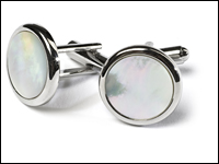 Manchettknappar - pärlemor silver