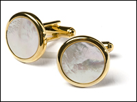 Manchettknappar - pärlemor guld