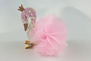 Hårspänne Svan med pompom - Busy Lizzie