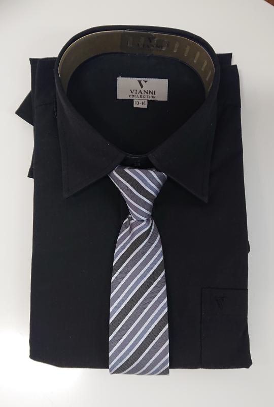 Finskjorta - svart med slips och näsduk