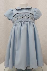 Smockad barnklänning blå