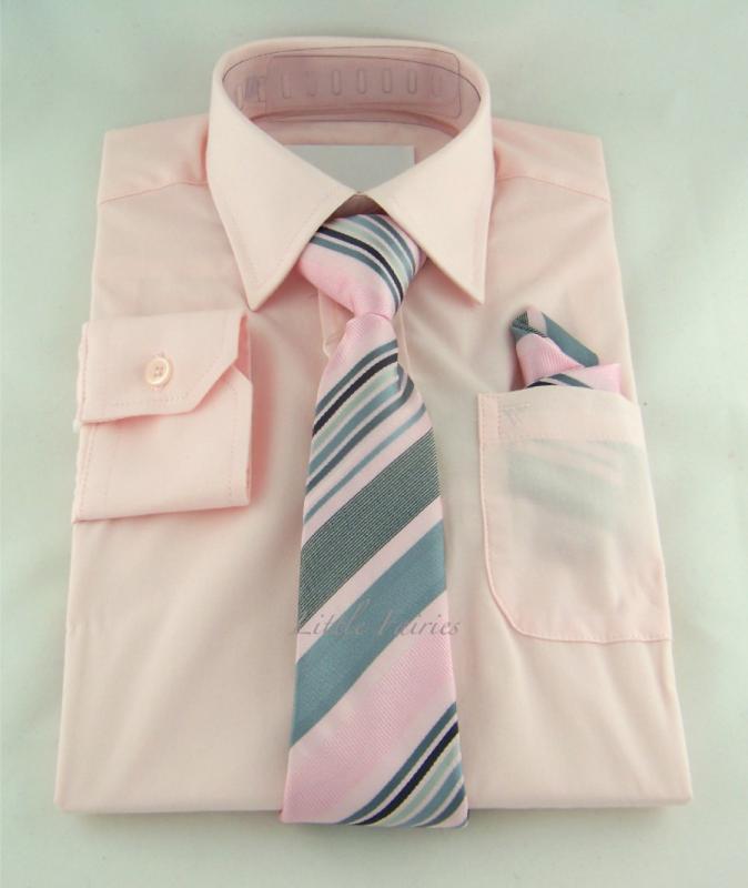 Finskjorta - rosa med slips och näsduk