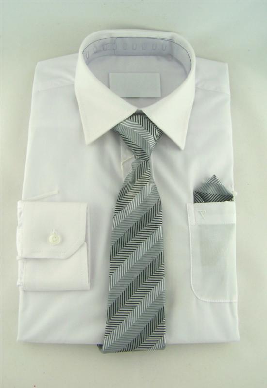 Finskjorta - vit med slips och näsduk