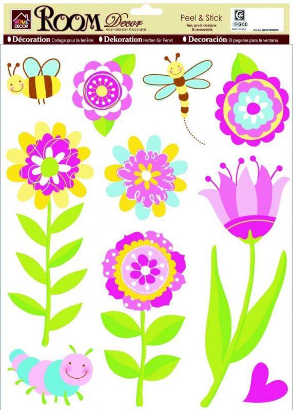 Fantasiblommor I väggklistermärken