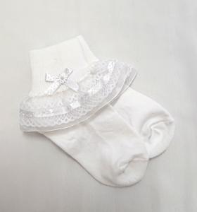 Strumpor med volang - vit