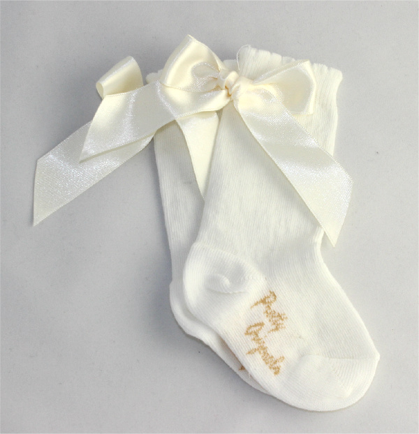 Knästrumpa Rosett - benvit