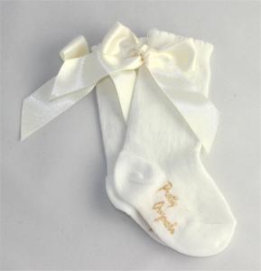 Knästrumpa Rosett - benvit