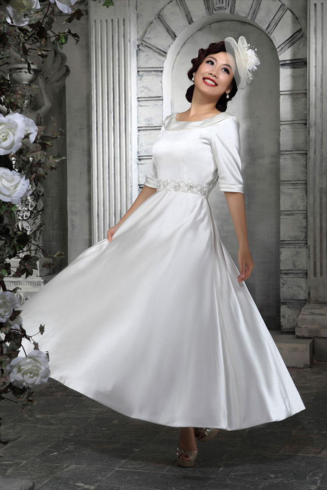 Harliga Korta Vadlanga Brollopsklanningar I 50 Och 60 Tals Stil