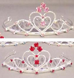 Tiara med färgade strass - röda stenar