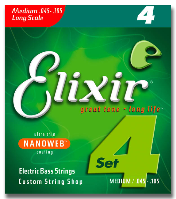 Elixir 14077 Electric Bass Nickel Plated Steel Nanoweb 045-105