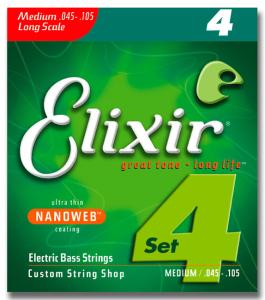 Elixir 14077 Electric Bass Nickel Plated Steel Nanoweb 045-105