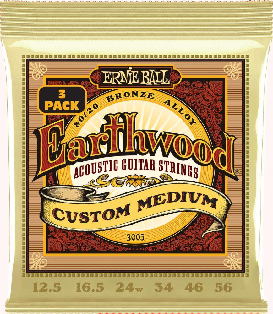 Ernie Ball 3005 Earthwood 80/20 Bronze 0125-056 3-pack