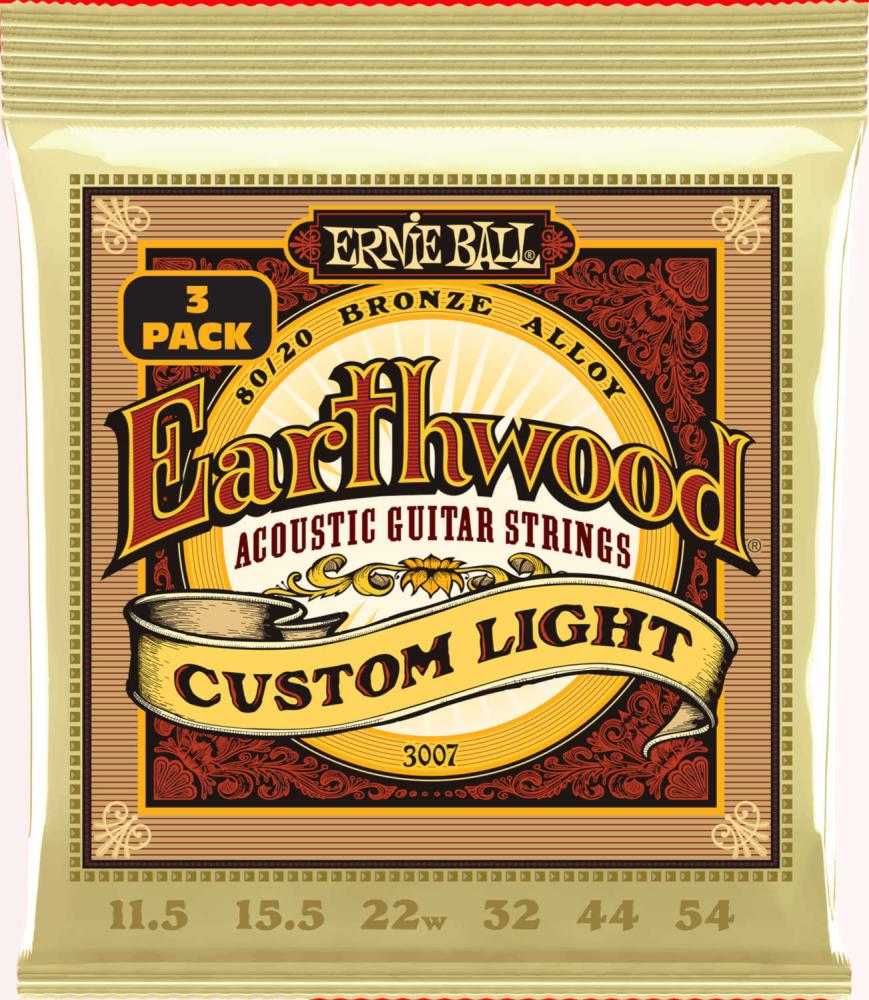 Ernie Ball 3007 Earthwood 80/20 Bronze 0115-054 3-pack