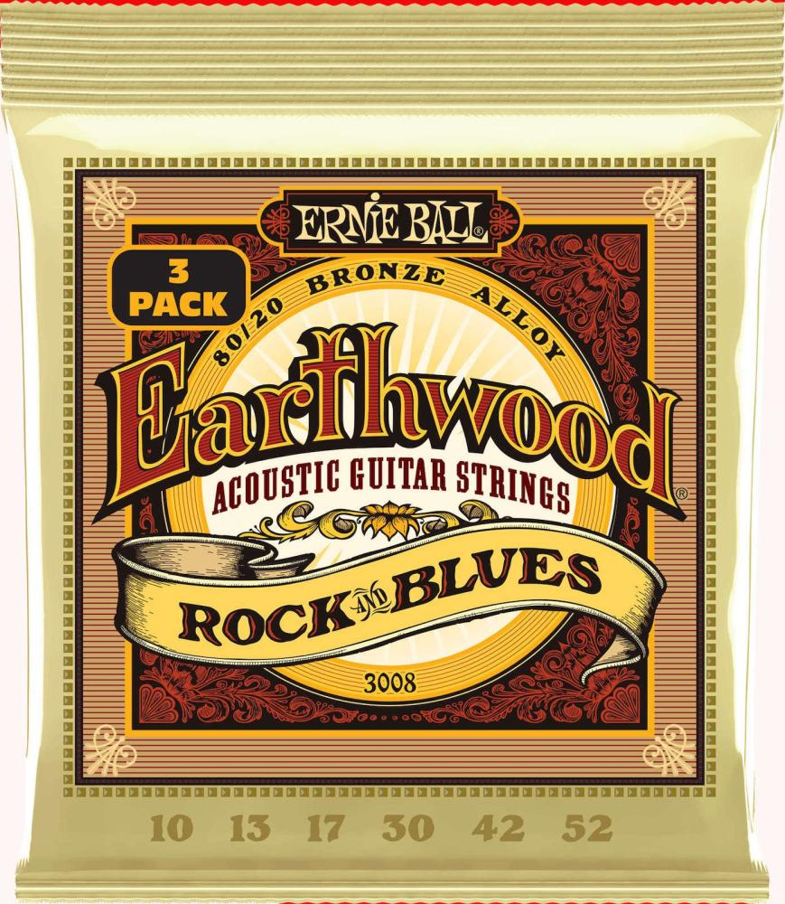 Ernie Ball 3008 Earthwood 80/20 Bronze 010-052 3-pack