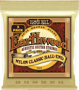 Ernie Ball 3069 Earthwood 80/20 Nylon Classic Ball-end 3-pack