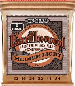 Ernie Ball 3546 Earthwood Phosphor Bronze 012-054 3-pack