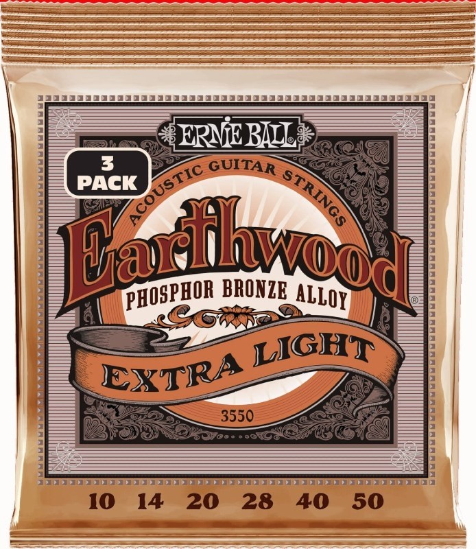 Ernie Ball 3550 Earthwood Phosphor Bronze 010-050 3-pack
