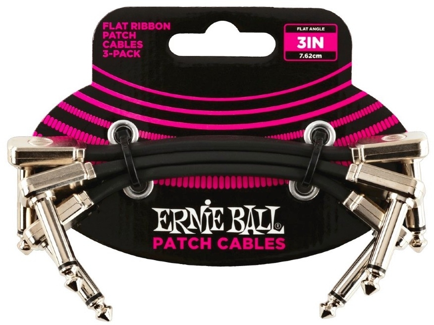 Ernie Ball 6220 Flat Patch Cable Vinklad-Vinklad 7,5cm - Svart 3-pack