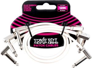 Ernie Ball 6386 Flat Patch Cable Vinklad-Vinklad 30cm - Vit 3-pack