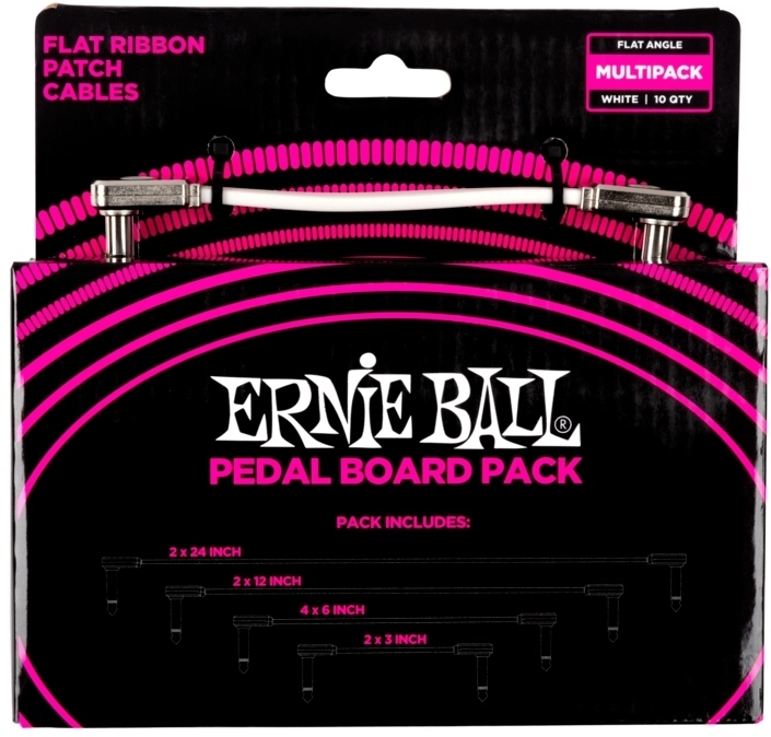 Ernie Ball 6387 Flat Patch Cable Vinklad-Vinklad - Vit Multipack