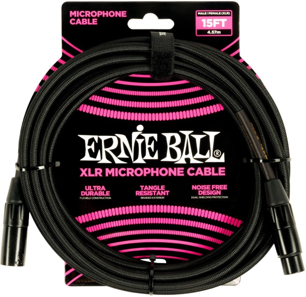 Ernie Ball 6391 Microphone Cable Flätad 4,5m - Svart