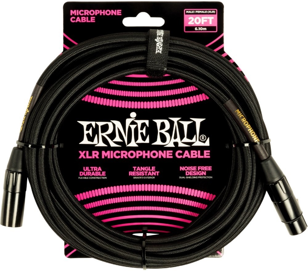 Ernie Ball 6392 Microphone Cable Flätad 6m - Svart