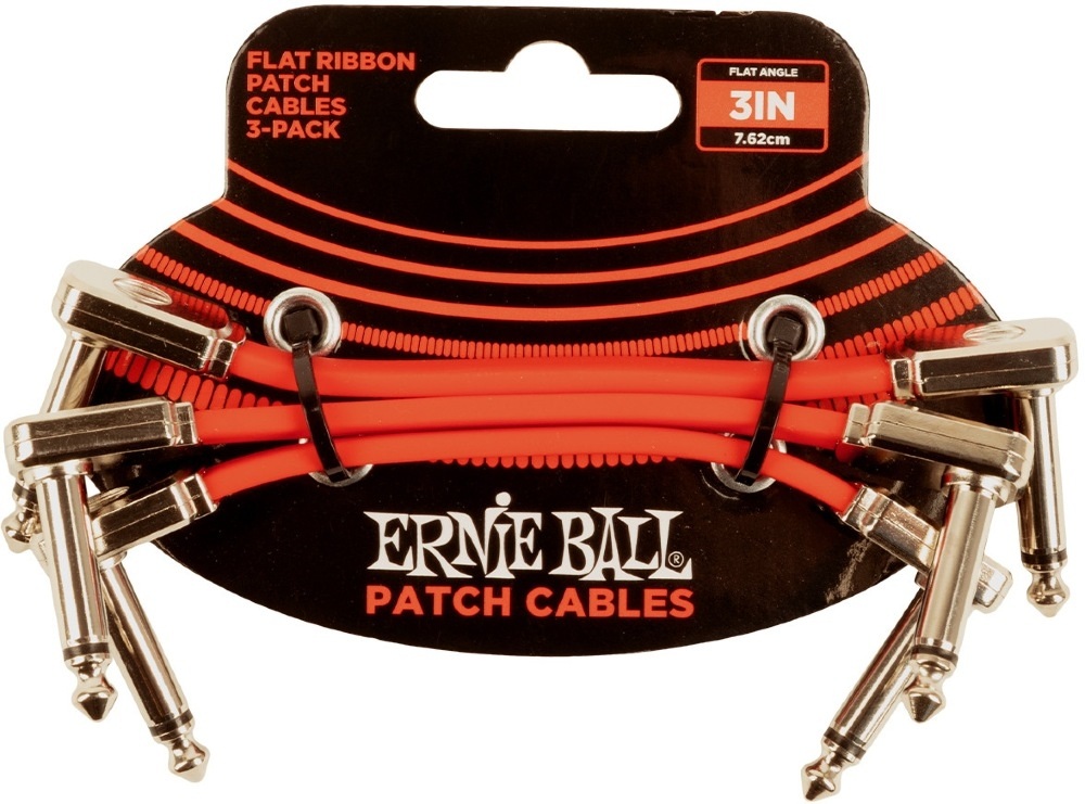 Ernie Ball 6401 Flat Patch Cable Vinklad-Vinklad 7,5cm - Röd 3-pack