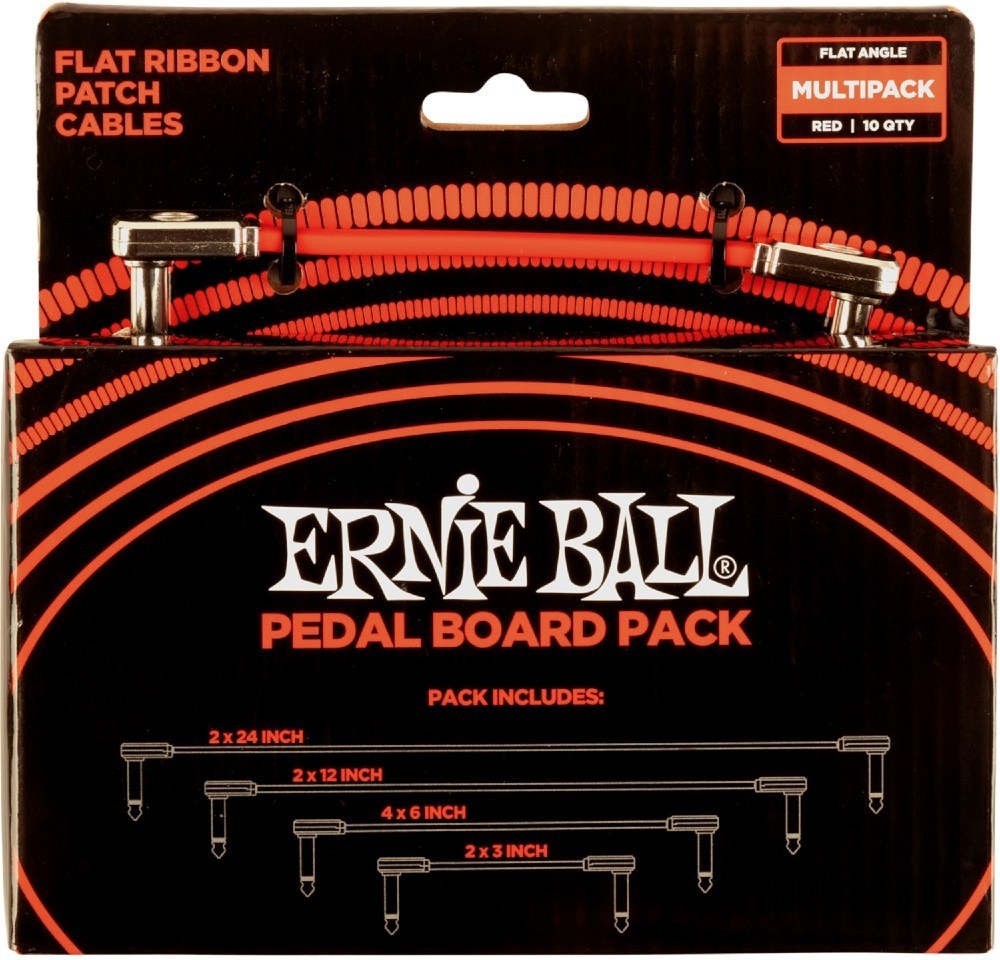 Ernie Ball 6404 Flat Patch Cable Vinklad-Vinklad - Röd Multipack