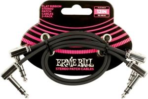 Ernie Ball 6405 Flat Patch Cable Stereo Vinklad-Vinklad 30cm - Svart 2-pack