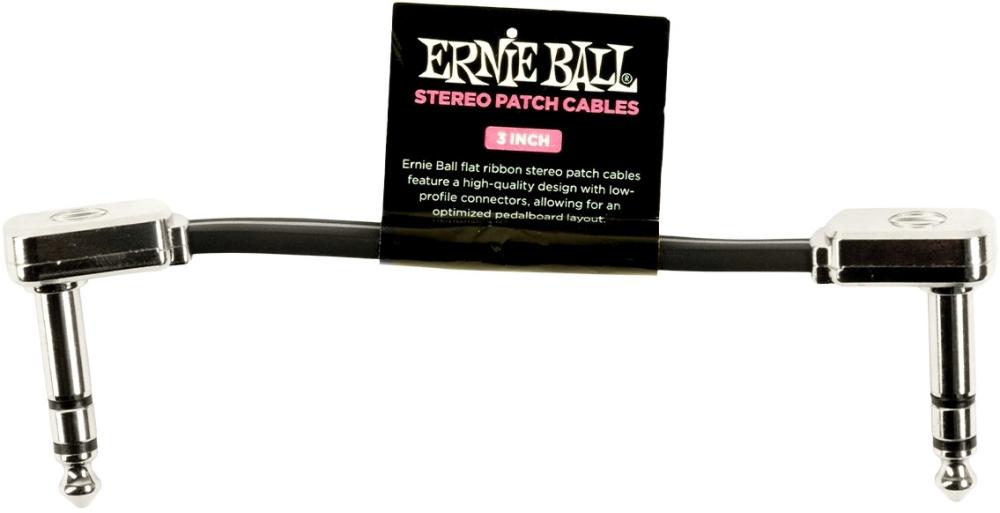 Ernie Ball 6407 Flat Patch Cable Stereo Vinklad-Vinklad 7,5cm - Svart