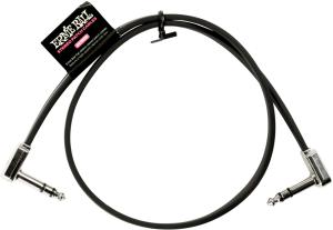 Ernie Ball 6410 Flat Patch Cable Stereo Vinklad-Vinklad 60cm - Svart