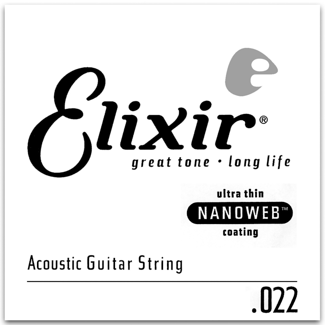 Elixir 15122 80/20 Bronze Single Acoustic Guitar Nanoweb 022