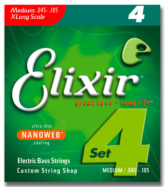Elixir 14087 Electric Bass Nickel Plated Steel Extra Long Scale Nanoweb 045-105
