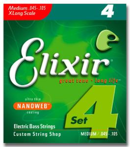 Elixir 14087 Electric Bass Nickel Plated Steel Extra Long Scale Nanoweb 045-105
