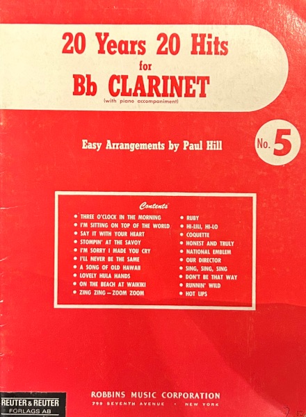 20 Years 20 Hits for Bb Clarinet with Piano Accompaniment No. 5