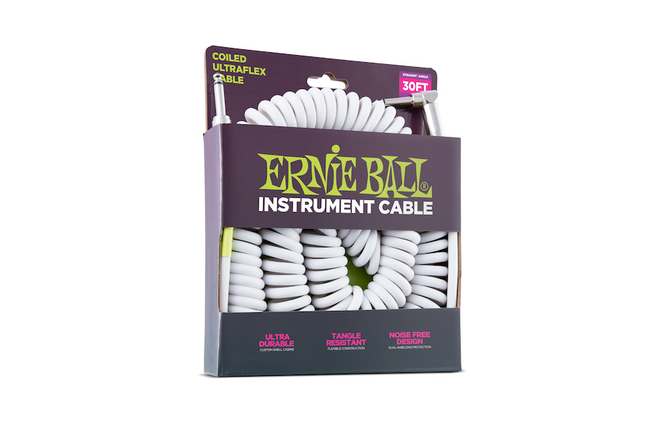 Ernie Ball 6045 Coil Cable Rak-Vinklad 9m - Vit