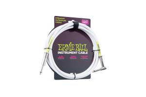Ernie Ball 6049 Instrument Cable Rak-Vinklad 3m - Vit