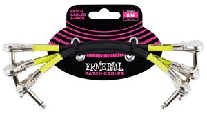 Ernie Ball 6059 Patch Cable Vinklad-Vinklad Flat 15cm - Svart 3-pack
