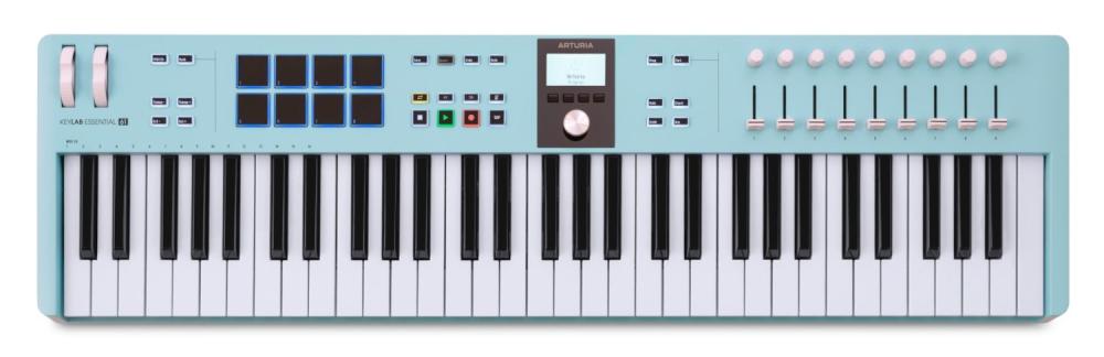 Arturia KeyLab Essential 61 mk3, MIDI-controller i aquamarine, sedd ovanifrån