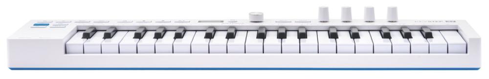 Arturia KeyStep 37 mk2 MIDI-keyboard i vitt, sett framifrån