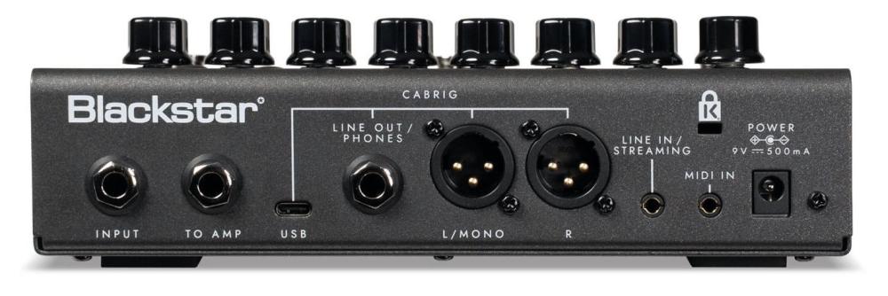 Blackstar IDX Floor One, multieffekt, sedd bakifrån